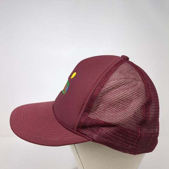 Luna Basics Snapback Trucker Hat Red OS Adjustable Embroidered Mesh Back Rope - Picture 3 of 8